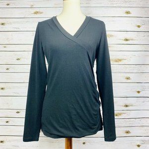 CAbi Long Sleeve V Neck Ruched Sides